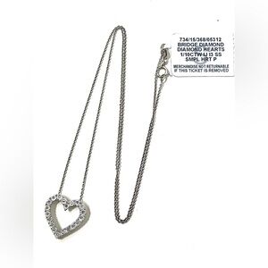 Sterling Silver 1/10ctw Diamond Heart Necklace 18”